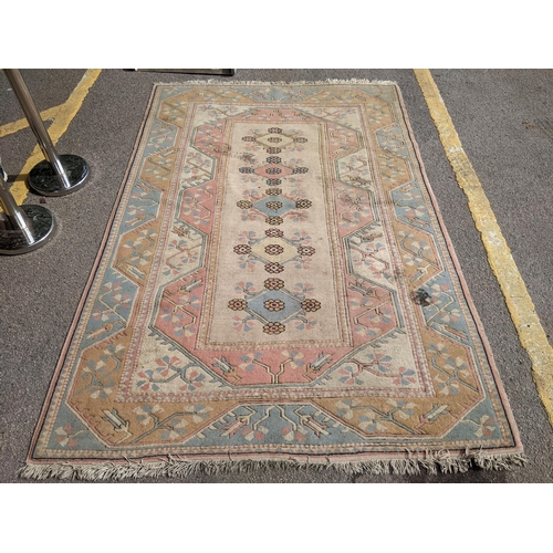 405 - A hand woven Turkish rug having mulitguard borders and tasselled ends, 252cm x 156cm
Location: BWL