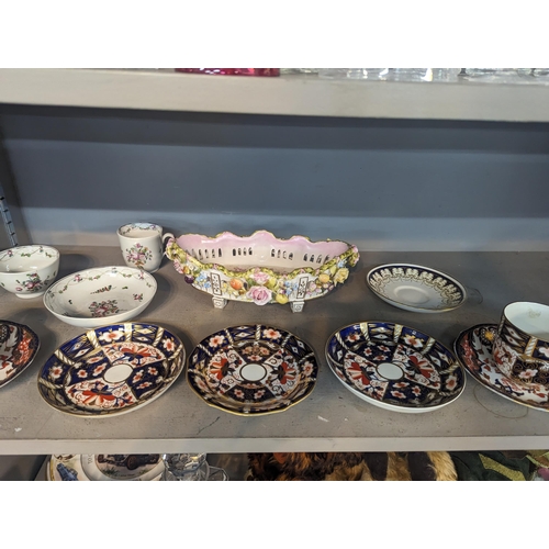 408 - Mixed ceramics to include late 18th century, possibly Worcester cup, saucer and bowl, along with Roy... 