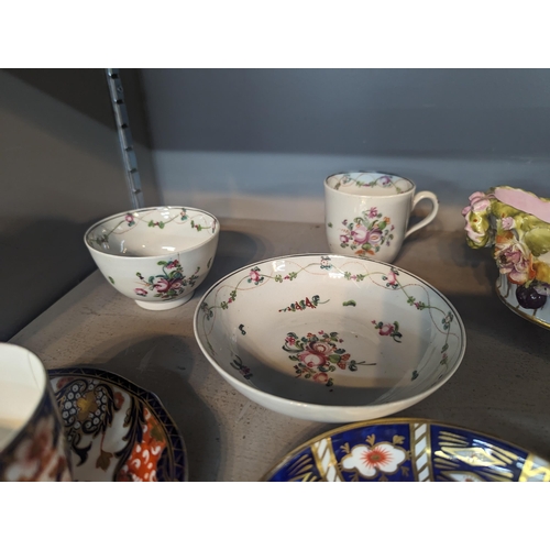 408 - Mixed ceramics to include late 18th century, possibly Worcester cup, saucer and bowl, along with Roy... 