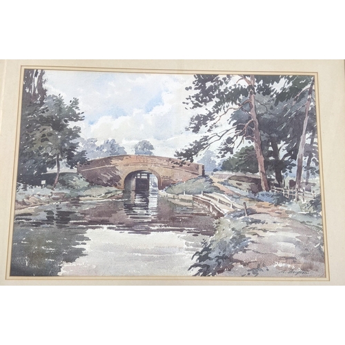 415 - Four framed and glazed watercolours, 36.5cm x 53cm x 3cm and 27cm x 38cm x 1cm, by Albert Houghton t... 