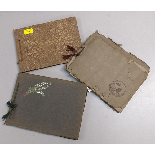 74 - Three photograph albums containing scenes of English towns and cities from 1930s,another with from F... 