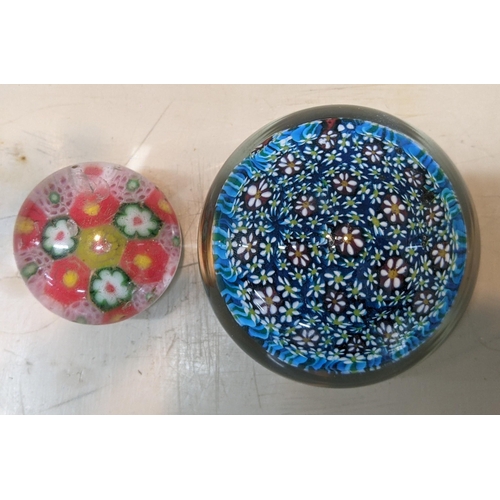 91 - Four Millefiori glass paperweights, largest dia 8cm, smallest 4cm
Location: