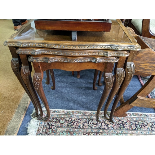 155 - Mixed furniture to include an Edwardian satinwood oval occasional table, nest of three tables and a ... 