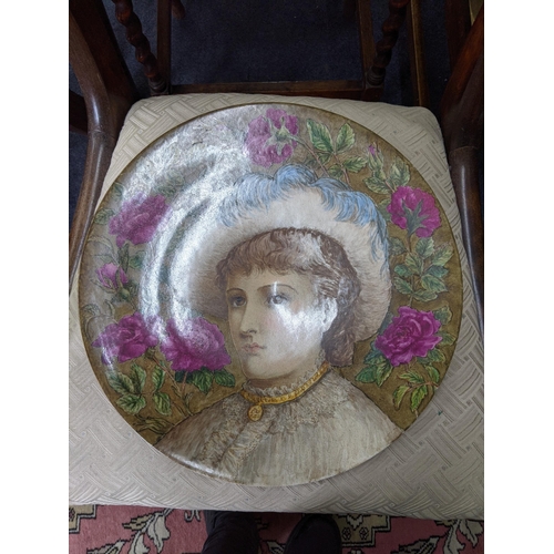 53 - Victorian aesthetic period pottery portrait wall charger, c1870s, signed and titled to the reverse J... 