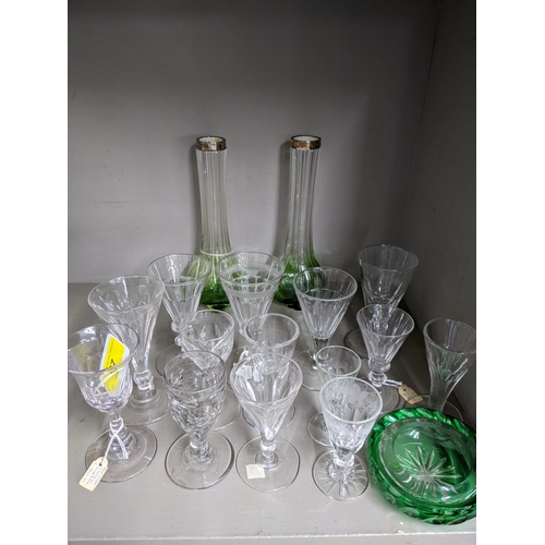 57 - A group of 19th century and later glassware to include sherry glasses, fluted examples, Victorian gr... 