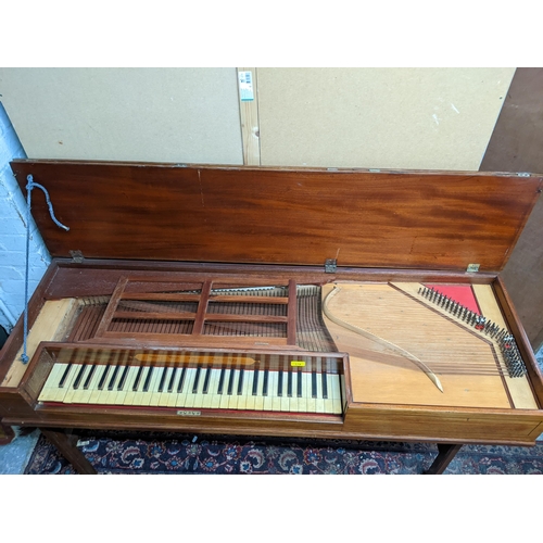 178 - An 18th century inlaid mahogany square piano with ivory keys on a square legged stand, certificate E... 