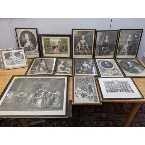 291 - A quantity of framed and glazed 18th/19th century and later engravings of portraits of various Count... 