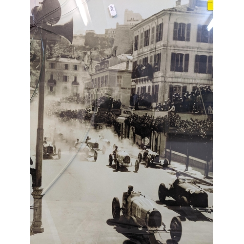 292 - A framed and glazed photographic reproduction print of a view of the Monaco Grand Prix circa 1933, v... 