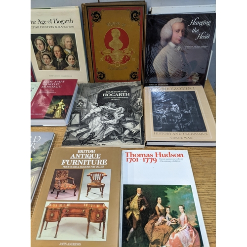 296 - A selection of books to include those on the artist Hogarth, Fine Art and Antiques Collecting to inc... 