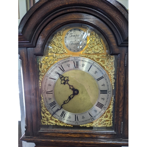 314 - An early 20th century oak cased Tempus Fugit 8-day longcase clock striking on eight gongs, 161cm h x... 