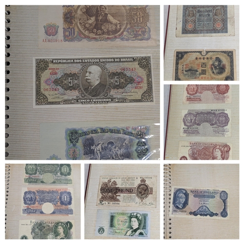 34 - A collection of mixed coins and world banknotes to include British 10 shilling and one pound example... 