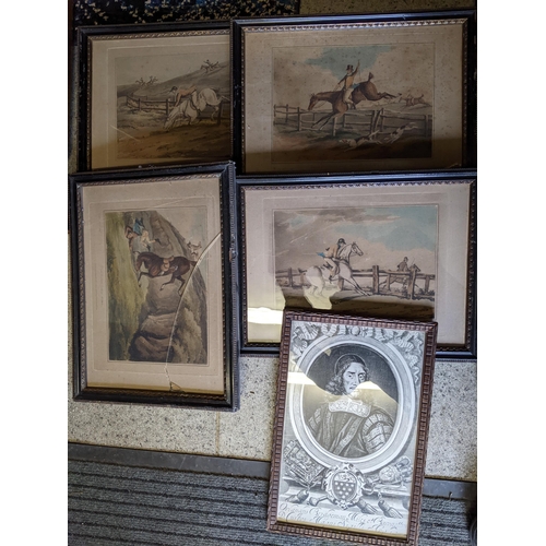 372 - A quantity of framed and glazed 19th century and later prints to include various hunting prints, and... 