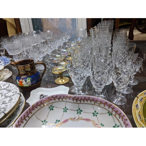 377 - A mixed lot of ceramics and glassware to include a Minton Secessionist plate, various drinking glass... 