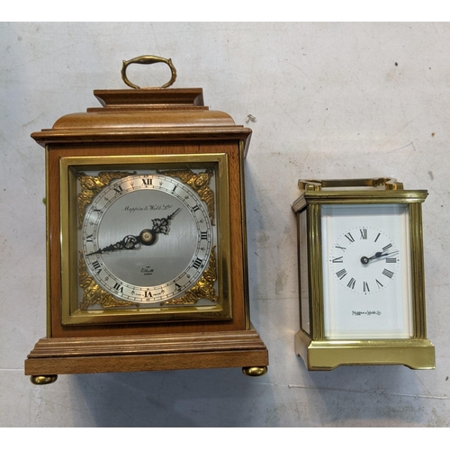 453 - Two Mappin & Webb clocks to include a carriage clock example and a walnut cased mantel clock
Locatio... 