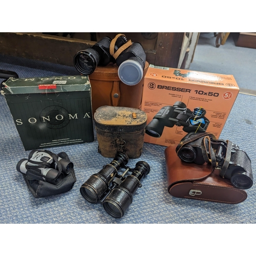 548 - A mixed group of binoculars to include a Carl Zeiss example, early 20th century Duval Aine Annecy, B... 