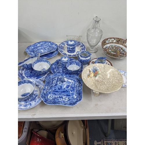 556 - A mixed lot to include an early to mid 20th century Chinese bowl decorated with butterflies A/F alon... 