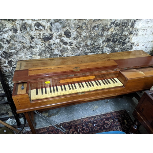 178 - An 18th century inlaid mahogany square piano with ivory keys on a square legged stand, certificate E... 