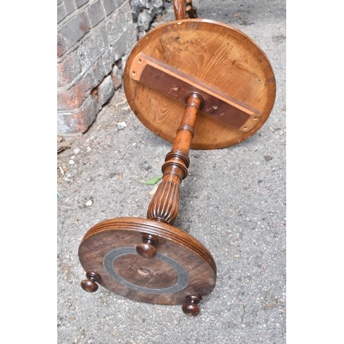 128 - A small Victorian marquetry and tubridge ware inlaid walnut occasional table, the circular top with ... 