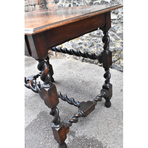 133 - A late 17th century walnut side table, circa 1690, with rectangular top above a frieze drawer mounte... 