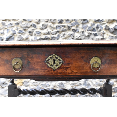 133 - A late 17th century walnut side table, circa 1690, with rectangular top above a frieze drawer mounte... 