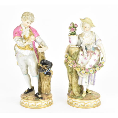 151 - A pair of Meissen porcelain gardening figures, of a grafter and companion, modelled after M.V. Acier... 