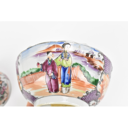 35 - A Chinese export Famille Rose porcelain bowl, 18th century, Qianlong period, the body decorated with... 