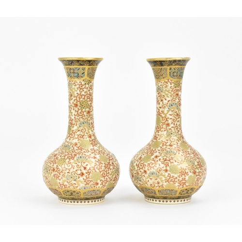 37 - A pair of Japanese miniature Satsuma porcelain vases by Meizan (明山 製), from Yabu Meizan's workshop (... 