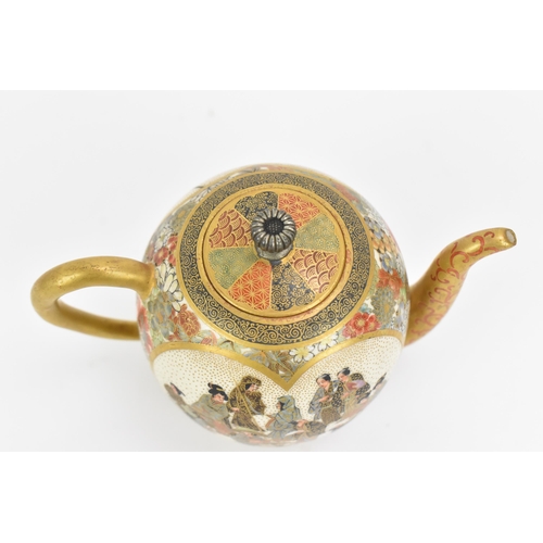 43 - A Japanese miniature Satsuma porcelain teapot, possibly by Kozan or Koyama, Meiji period (1868-1912)... 