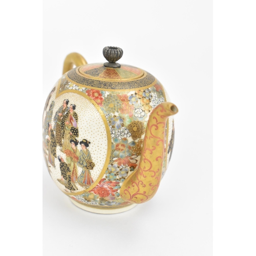 43 - A Japanese miniature Satsuma porcelain teapot, possibly by Kozan or Koyama, Meiji period (1868-1912)... 