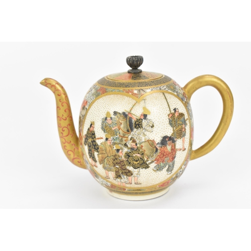 43 - A Japanese miniature Satsuma porcelain teapot, possibly by Kozan or Koyama, Meiji period (1868-1912)... 