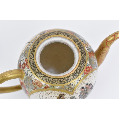 43 - A Japanese miniature Satsuma porcelain teapot, possibly by Kozan or Koyama, Meiji period (1868-1912)... 