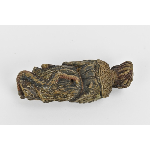 53 - A Japanese carved wood netsuke of a shoki demon, Meiji period, 9 cm high