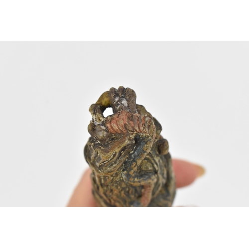 53 - A Japanese carved wood netsuke of a shoki demon, Meiji period, 9 cm high