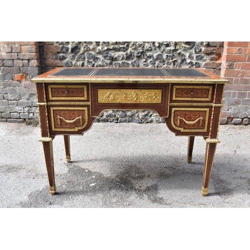 140 - A French ormolu-mounted kingwood parquetry desk, 20th century, inspired by the 19th century French c... 