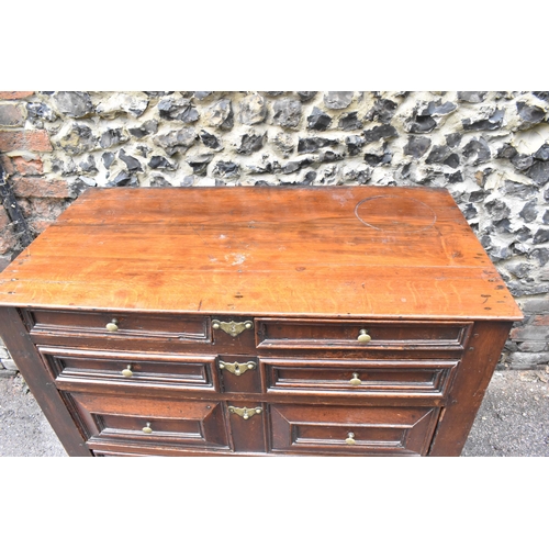 148 - A William and Mary oak chest of drawers, late 17th century, designed with cushion moulded drawers, t... 