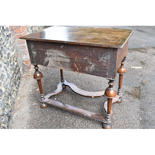 201 - A William and Mary style walnut dressing table, early 18th century, with feather-banded rectangular ... 