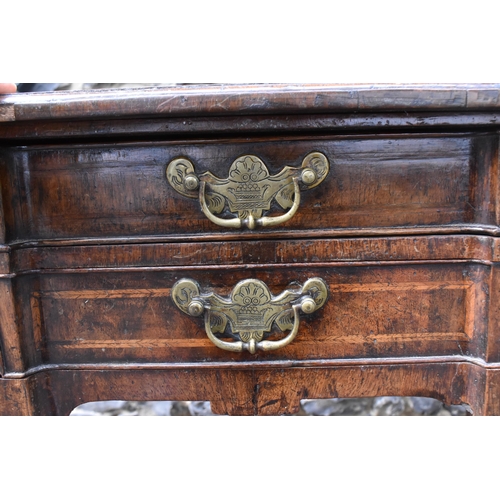 201 - A William and Mary style walnut dressing table, early 18th century, with feather-banded rectangular ... 