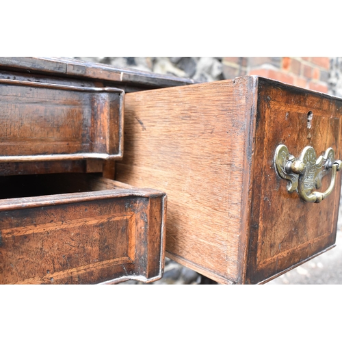 201 - A William and Mary style walnut dressing table, early 18th century, with feather-banded rectangular ... 