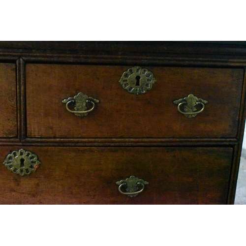 202 - A Georgian oak chest on stand, late 18th century, with moulded cornice above two short over three gr... 