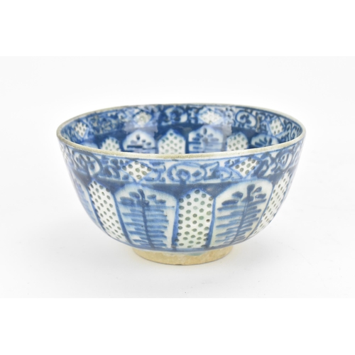 99 - An early Middle Eastern blue and white stonepaste bowl, possibly 14th century Syrian or Iranian, mam... 