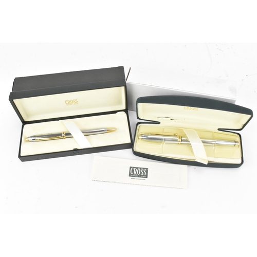 89 - A Cross Townsend Medalist chrome ballpoint pen and fountain pen, in the Art Deco design, both with o... 