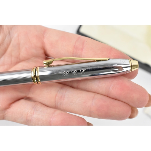 89 - A Cross Townsend Medalist chrome ballpoint pen and fountain pen, in the Art Deco design, both with o... 