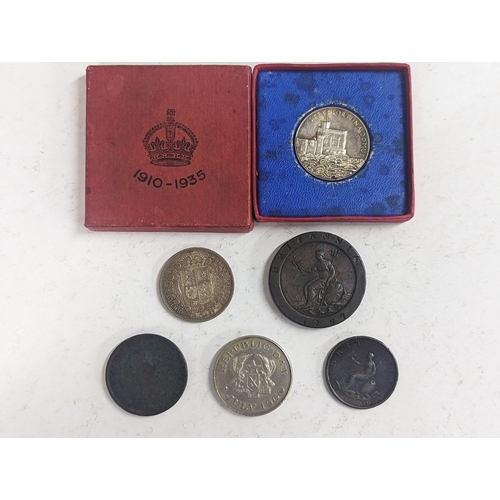 16 - Mixed coinage to include 1797 'Cartwheel' Twopence coin, Jubilee year 1887 Victoria Half Crown, Geor... 