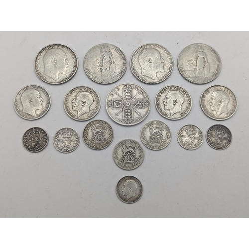 17 - Pre 1920 British Silver Coinage of Edward VII and George V to include Florins, Shillings, Sixpence a... 