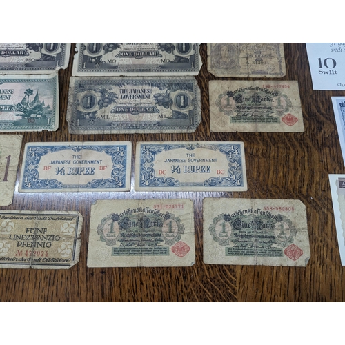 27 - Mixed banknotes and others to include early 20th century German examples, later Japanese Government,... 