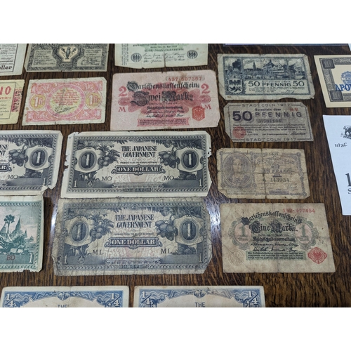 27 - Mixed banknotes and others to include early 20th century German examples, later Japanese Government,... 