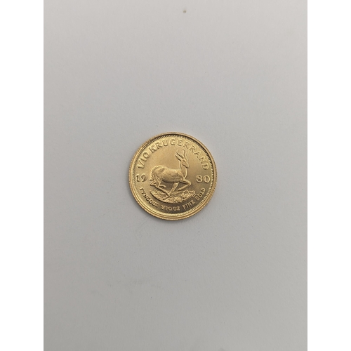 34 - South Africa - 1⁄10 Krugerrand , 1⁄10 Fine gold, dated 1980
Location: CAB4