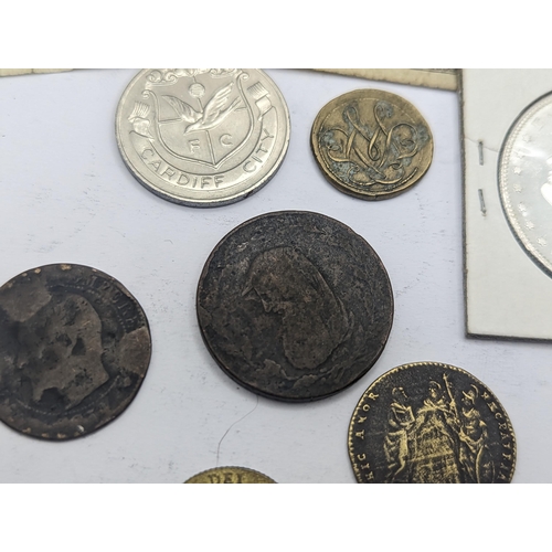 37 - A mixed coins and banknotes to include a USA 1882 'Morgan Dollar' George IV 1822 Silver Maundy one P... 