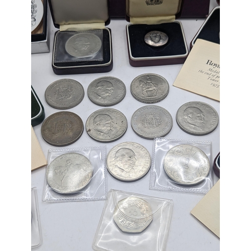 5 - Mixed coinage to include a 1972 silver proof Elizabeth and Philip crown, 1973 St Helena 25 pence sil... 