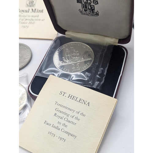 5 - Mixed coinage to include a 1972 silver proof Elizabeth and Philip crown, 1973 St Helena 25 pence sil... 